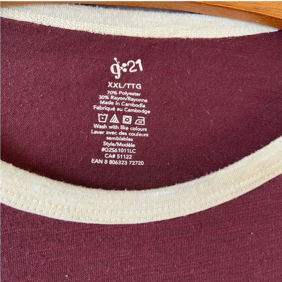 g21 Women’s Burgundy Short Sleeve Top - Picture 2 of 8